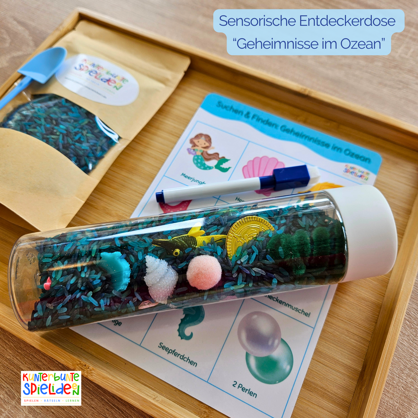 Thema Meer Sensorische Entdeckerdose Geschenk Mädchen lose teile senorischer Reis Schüttwerkzeuge Filler lose Teile Sensory Play