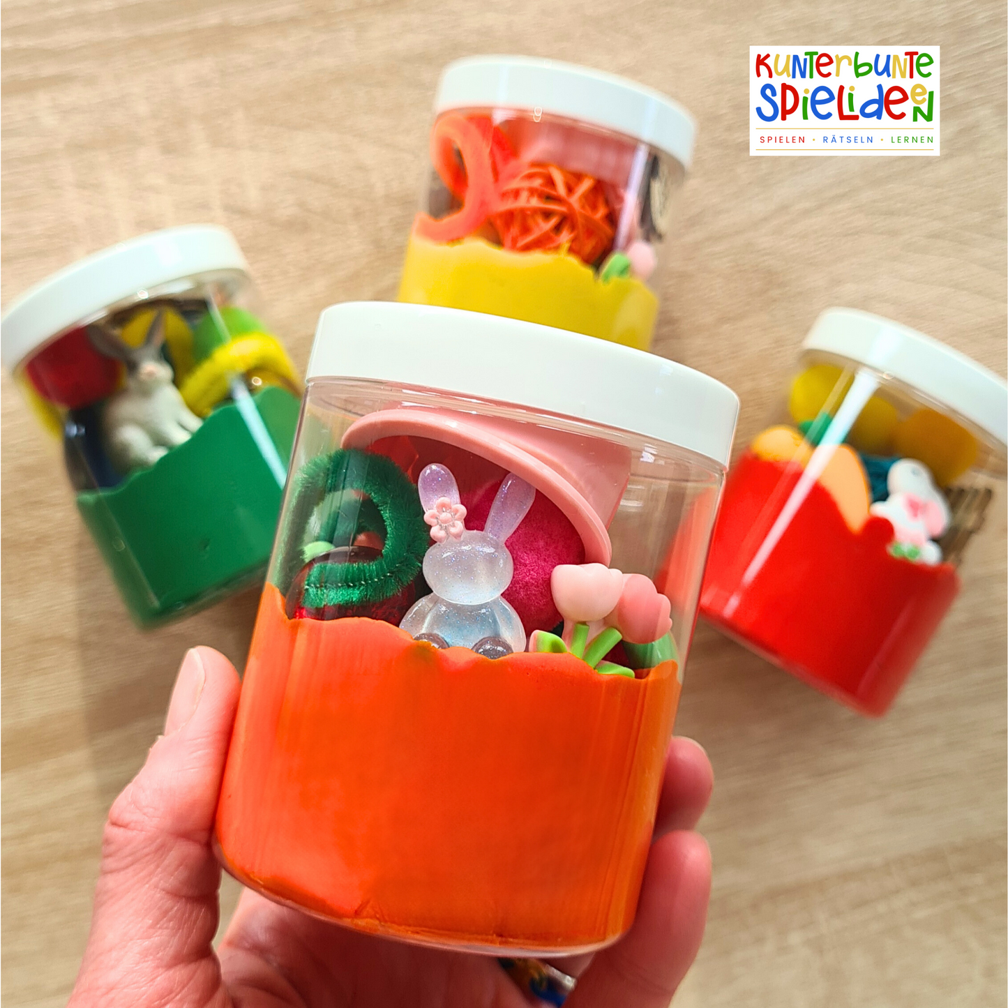 Kleines Geschenk Frühlingsaktivität Beschäftigung Frühling Sofknete Knete Kinder Geburtstag Gastgeschenke Kinder Sensory Play Knetdose