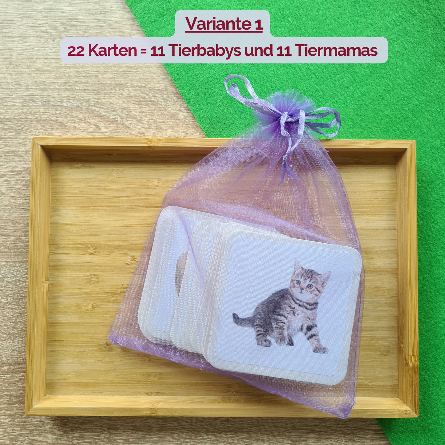 Karten von Tierkindern und Tiermamas Zuordnungsspiel Montessori Matching Gama Tiere mit Tierfiguren