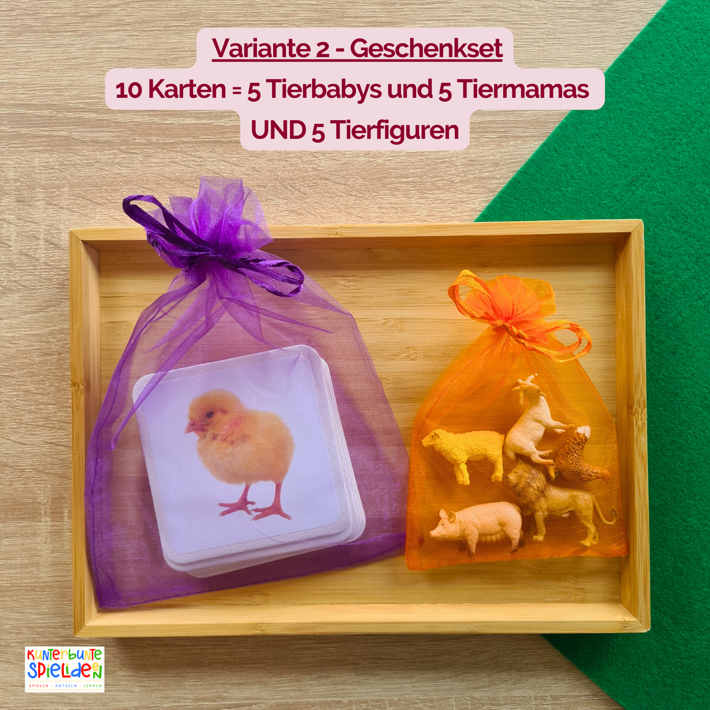 Karten von Tierkindern und Tiermamas Zuordnungsspiel Montessori Matching Gama Tiere mit Tierfiguren