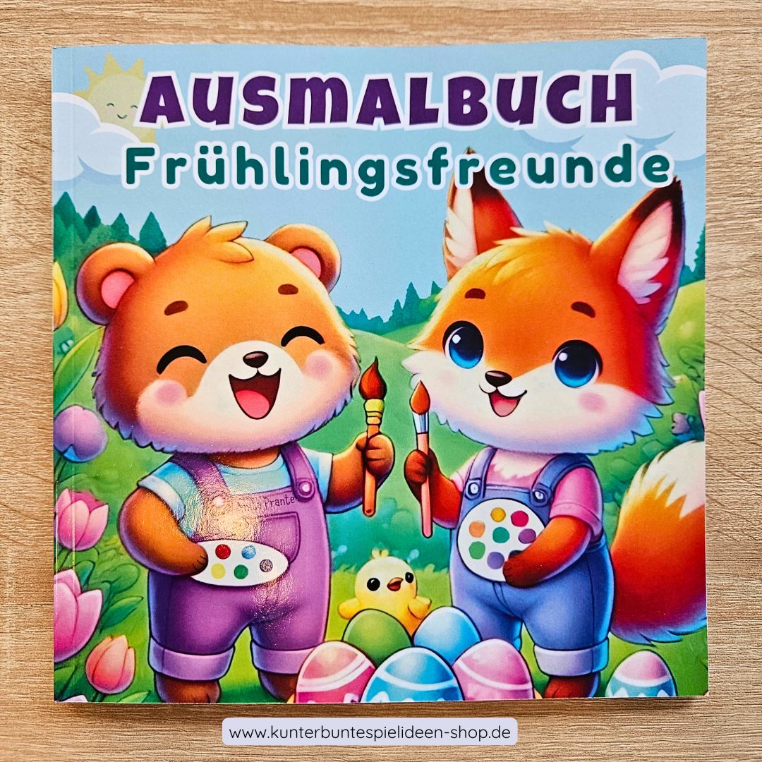 Frühlings- & Oster-Ausmalbuch für Kinder (3-7 Jahre) – mit Buntstiften inklusive im Kawaii stil