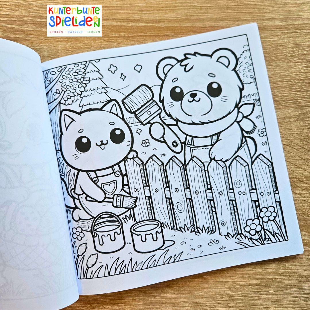 Frühlings- & Oster-Ausmalbuch für Kinder (3-7 Jahre) – mit Buntstiften inklusive im Kawaii stil