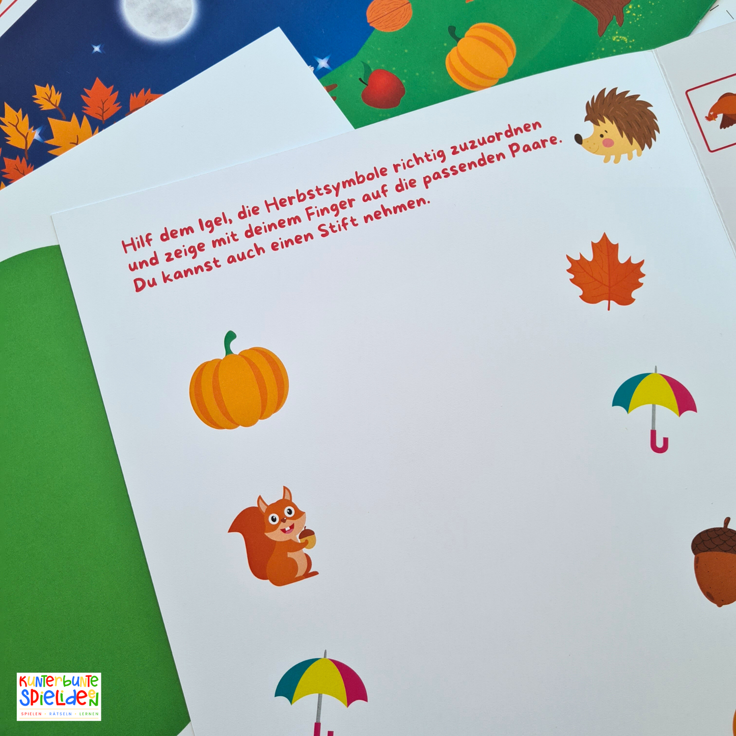 Herbst Bastelheft für Kleinkinder – Zuordnungsspiel mit Herbstsymbolen, Montessori Beschäftigung ab 2 Jahren