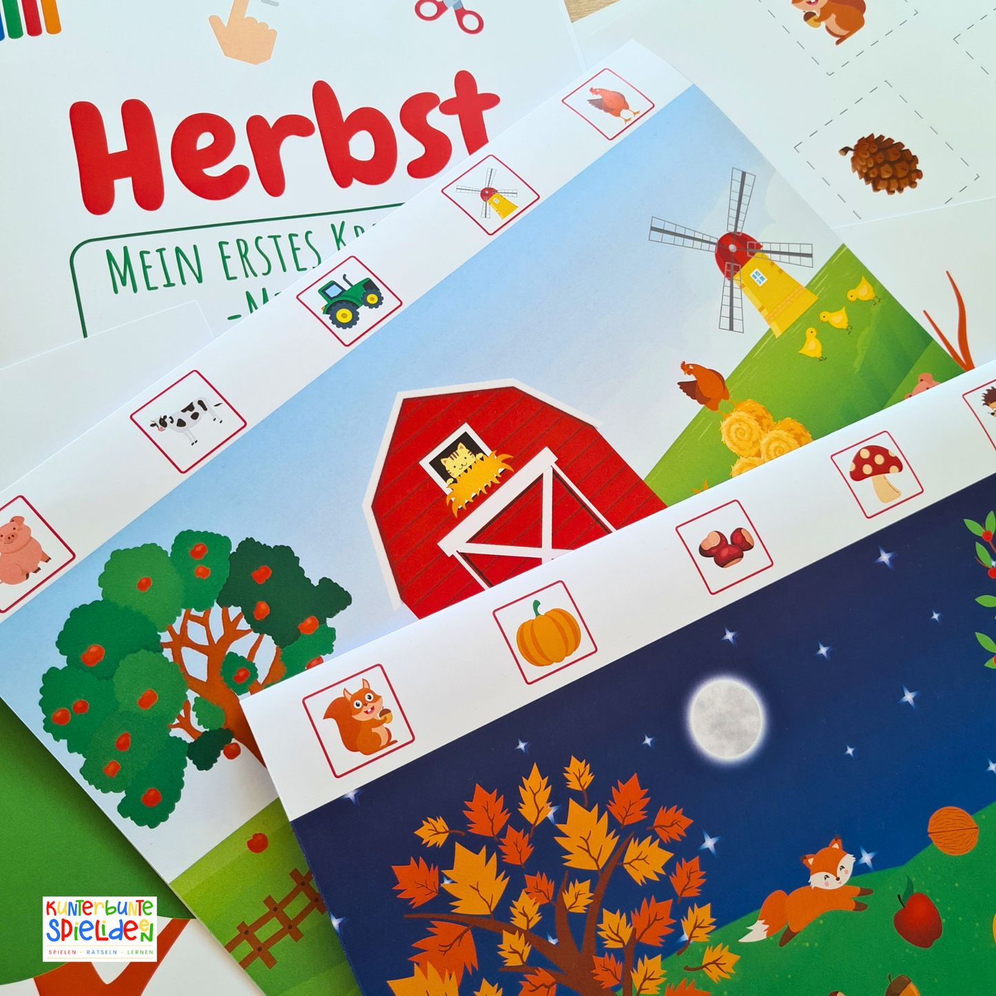 Kreativheft für Kleinkinder 18 Monate 20 Monate Busy Book Lernmaterialien Übungsbläter Herbst Beschäftigung Kleinkind, Kreativheft Herbst für Kleinkinder ab 2 Jahren – Montessori Activity Book mit Wimmelbildern und Lernaufgaben