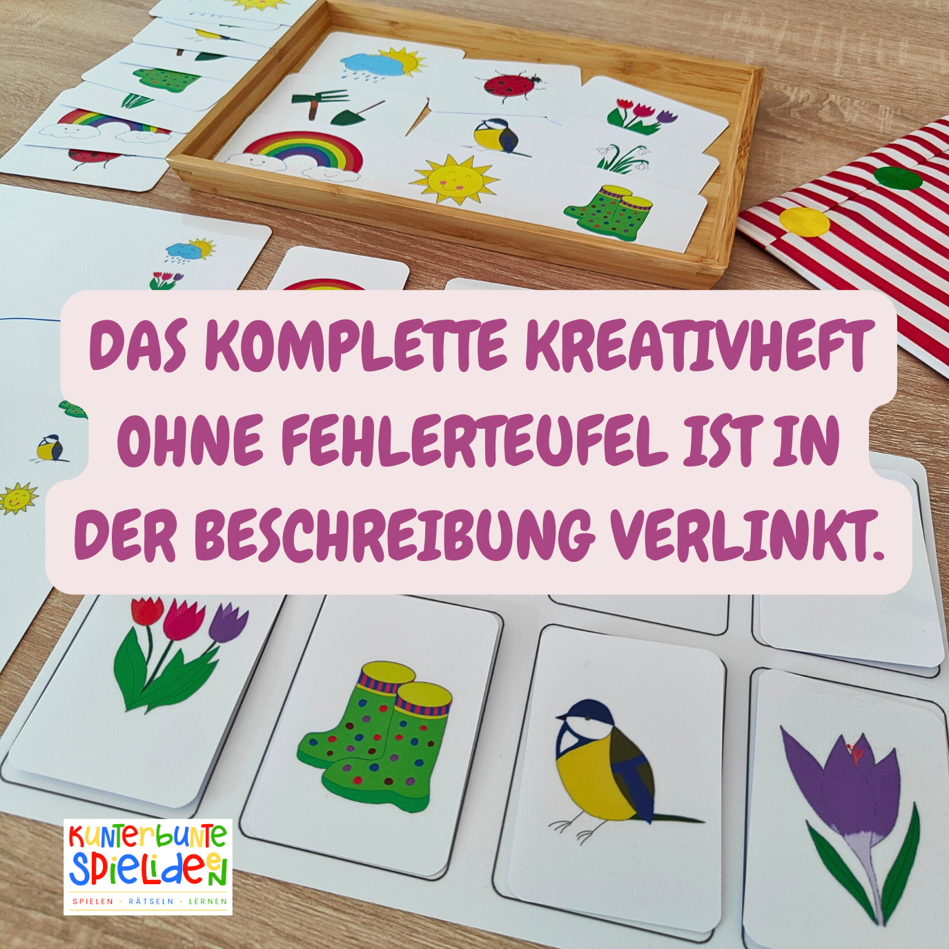 reduziertes Montessori Material THema Frühling Klettmappe