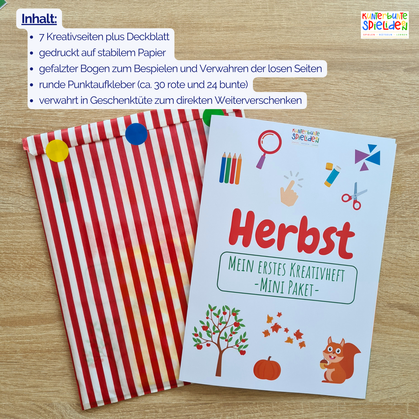 Geschenkidee Herbst Kleinkind – Montessori Bastelheft ab 2 Jahren mit Kreativseiten und Stickern