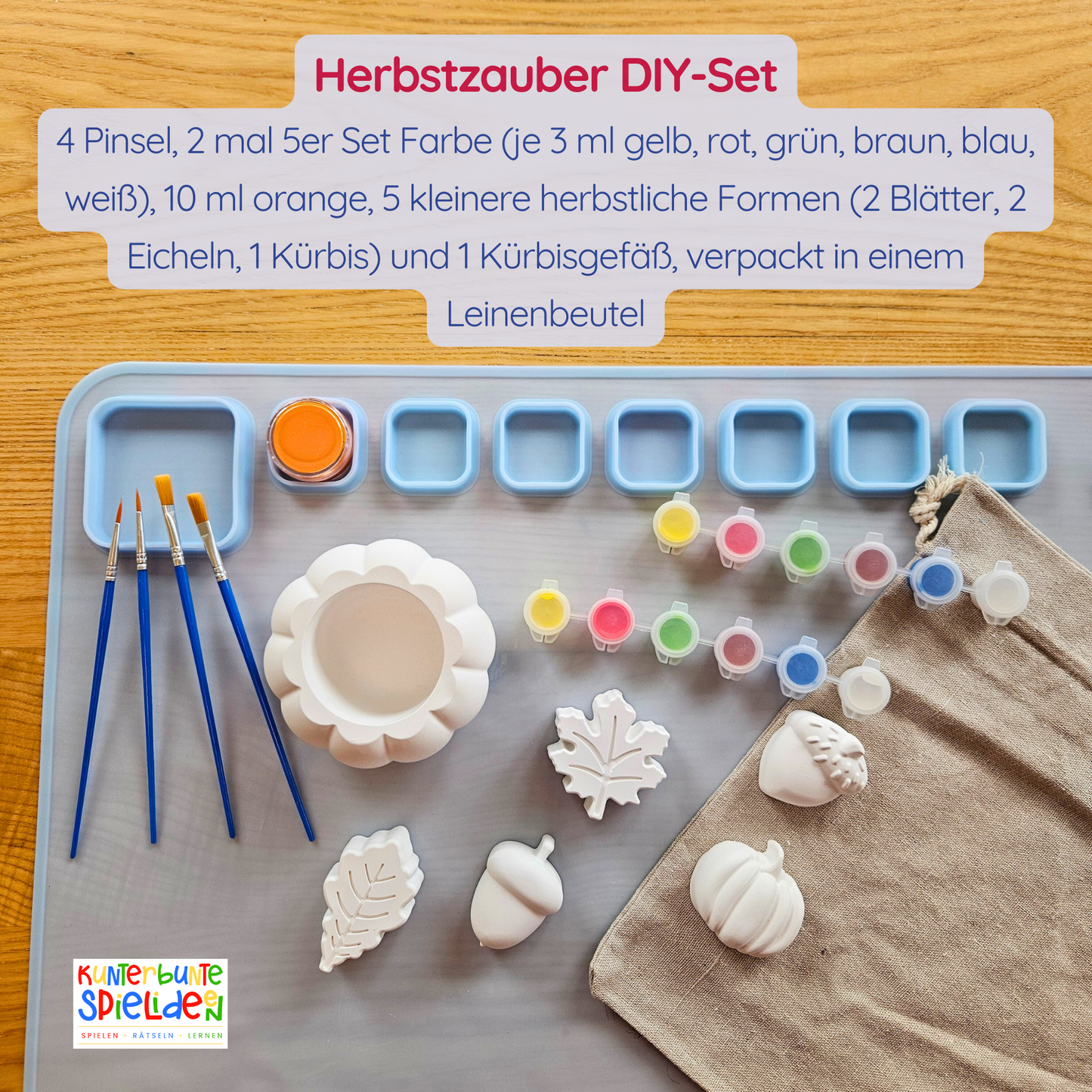 Herbstzauber DIY-Set mit Farben, Pinseln und Keraflott-Rohlingen – Kreativset Herbst als Geschenk für kreative Menschen