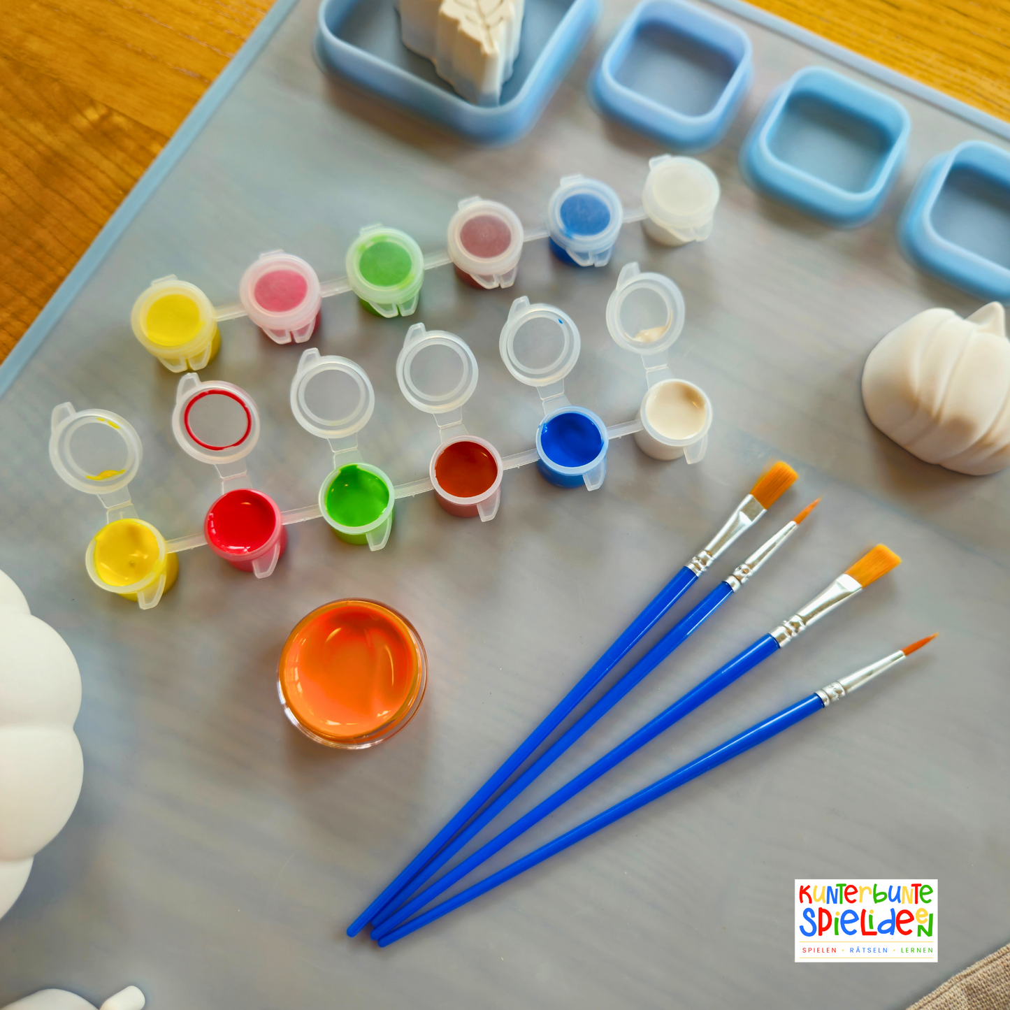 Herbstliches Kreativset mit Keraflott-Rohlingen, Farben und Pinseln – DIY Herbstdeko Geschenk für kreative Kinder ab 6 und Erwachsene