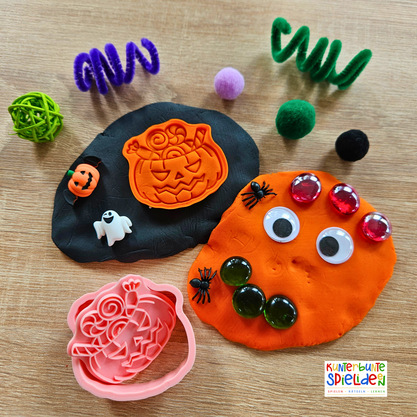 Knete Halloween Geschenk Sensory Play Hexe Kürbis Grusel Geschenk für Kinder Beschäftigungsspiel Beschäftigung Mitbringsel Knete im Glas mit losen Teilen Knetkit Knetset Geschenk Jungen Mädchen ab2 Jahren ab 3 Jahren ab 4 Jahren
