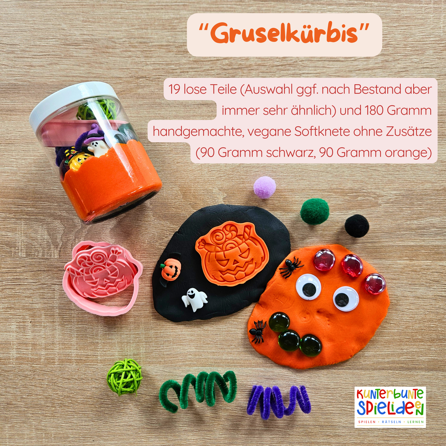 Knete Halloween Geschenk Sensory Play Hexe Kürbis Grusel Geschenk für Kinder Beschäftigungsspiel Beschäftigung Mitbringsel Knete im Glas mit losen Teilen Knetkit Knetset Geschenk Jungen Mädchen ab2 Jahren ab 3 Jahren ab 4 Jahren