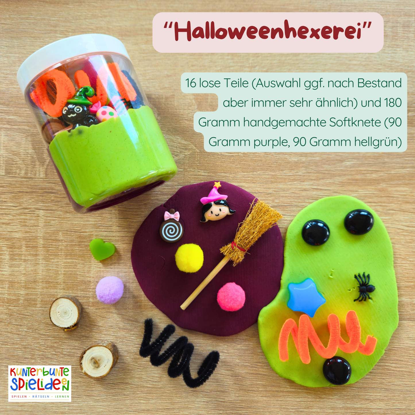 Knete Halloween Geschenk Sensory Play Hexe Kürbis Grusel Geschenk für Kinder Beschäftigungsspiel Beschäftigung Mitbringsel Knete im Glas mit losen Teilen Knetkit Knetset Geschenk Jungen Mädchen ab2 Jahren ab 3 Jahren ab 4 Jahren