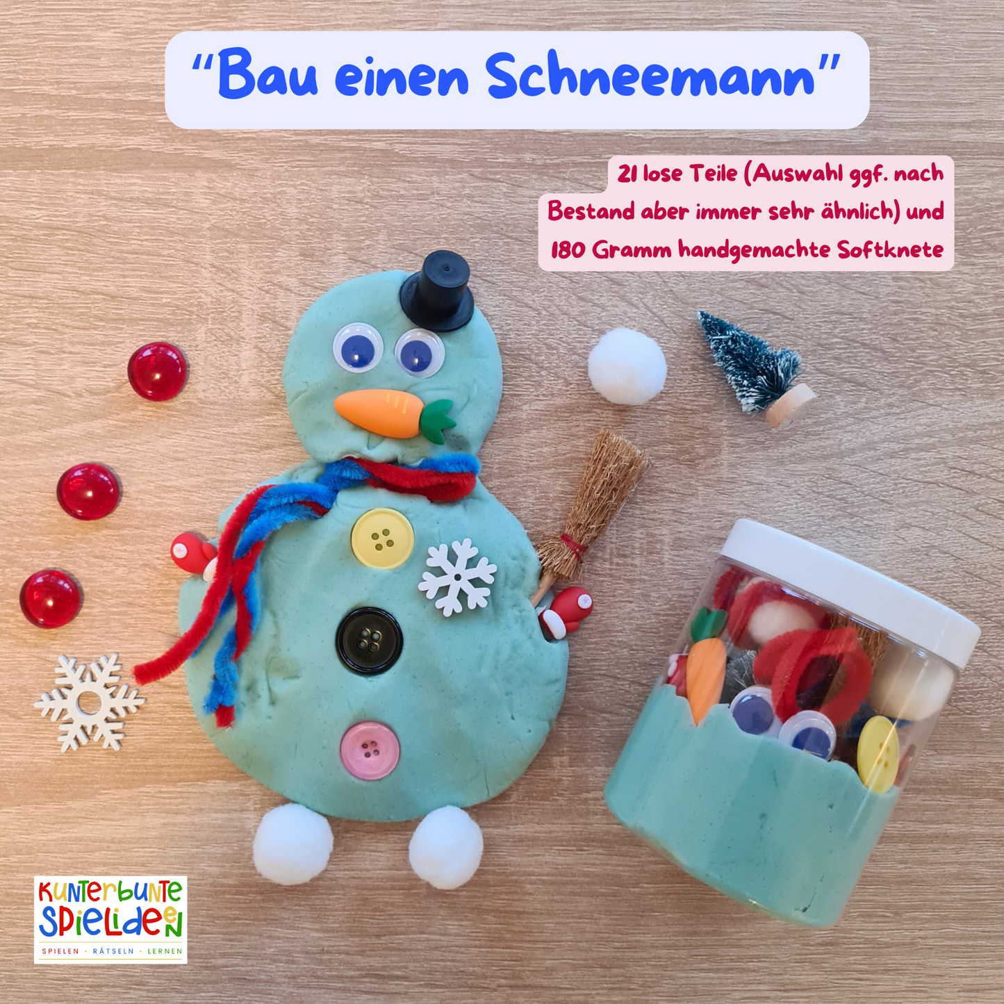 Knete Winter Spiel Bau einen Schneemann Knetglas Knetdose Knete mit losen Teilen Beschäftigung Geschenk Kinder handgemachtes Lernspielzeug