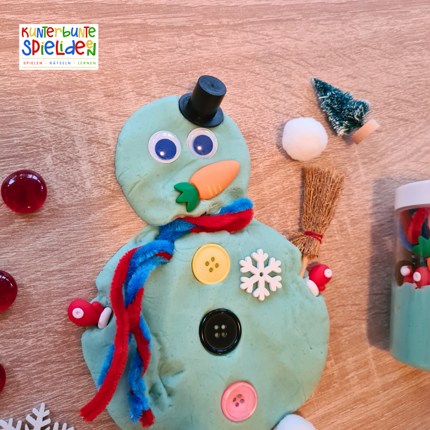 Knete Winter Spiel Bau einen Schneemann Knetglas Knetdose Knete mit losen Teilen Beschäftigung Geschenk Kinder handgemachtes Lernspielzeug