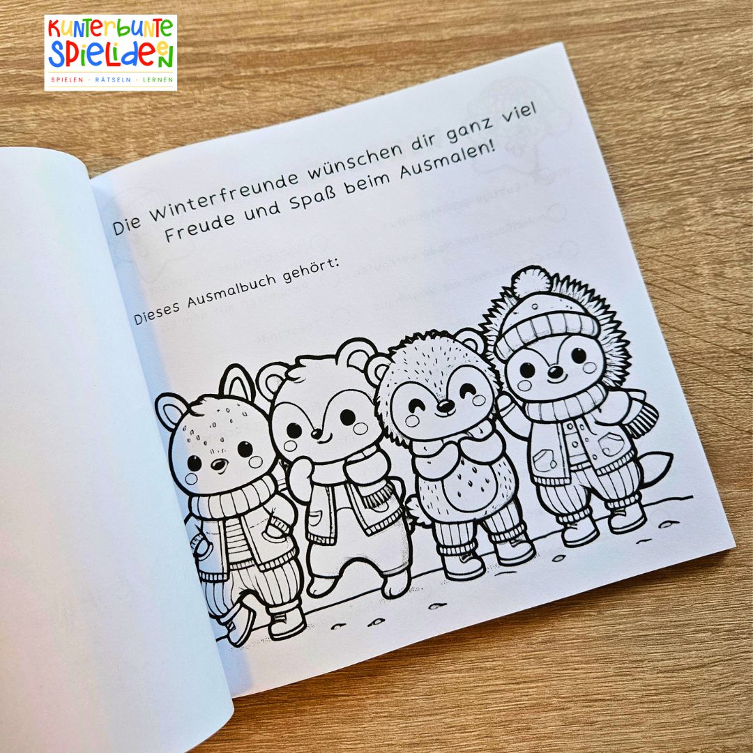 Cozy Winter ausmalbuch Malbuch Kawaii Bilder kuschelige Winterfreunde niedliche Motive Beschäftigung im Winter ohne Weihnachten Anita Prante Kunterbunte Spielideen