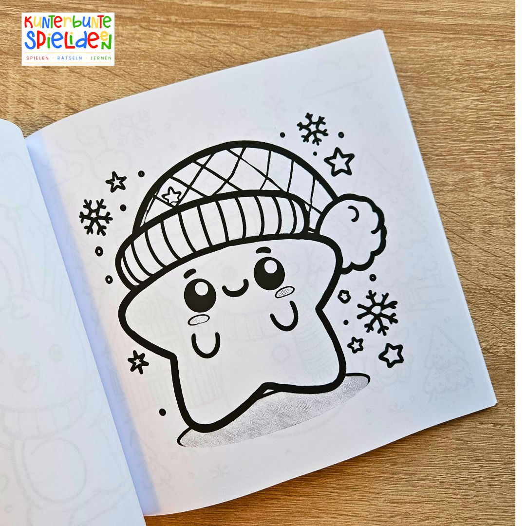 Cozy Winter ausmalbuch Malbuch Kawaii Bilder kuschelige Winterfreunde niedliche Motive Beschäftigung im Winter ohne Weihnachten Anita Prante Kunterbunte Spielideen