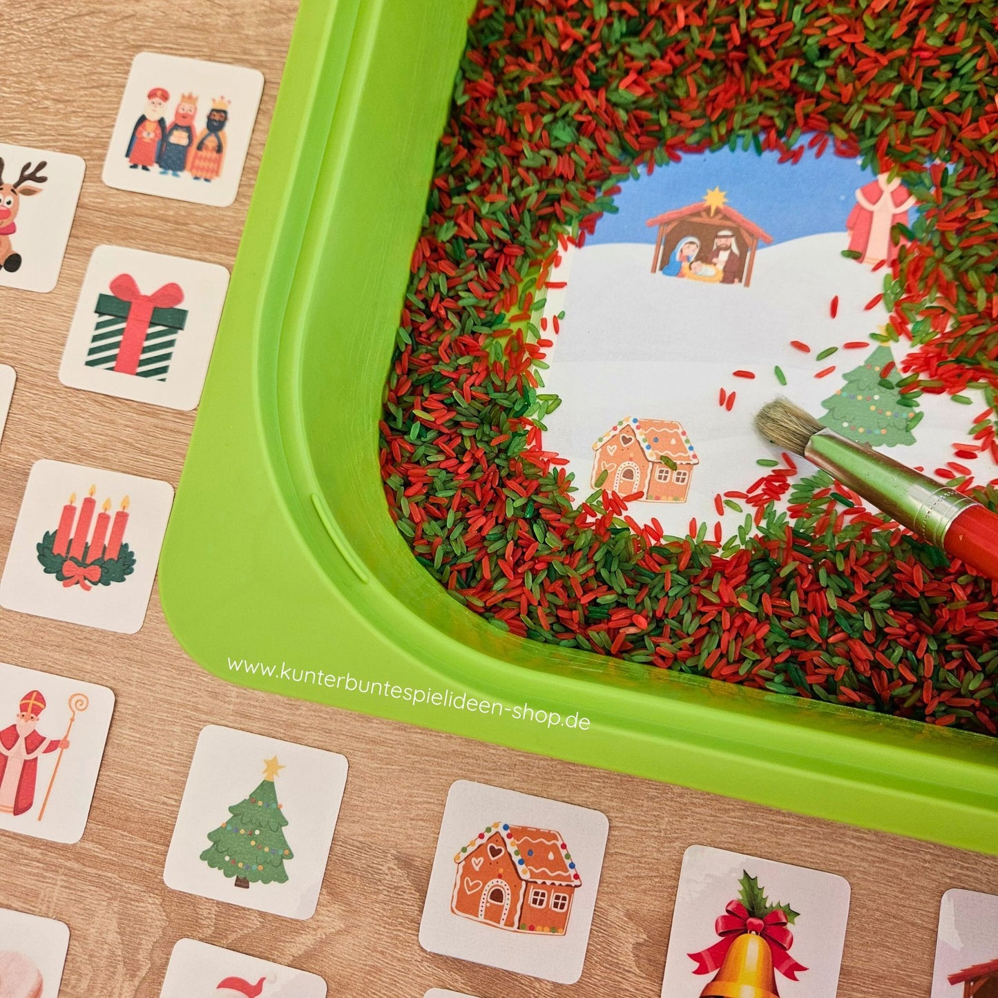 Kita-taugliche Beschäftigung Weihnachten, Montessori-inspiriert.