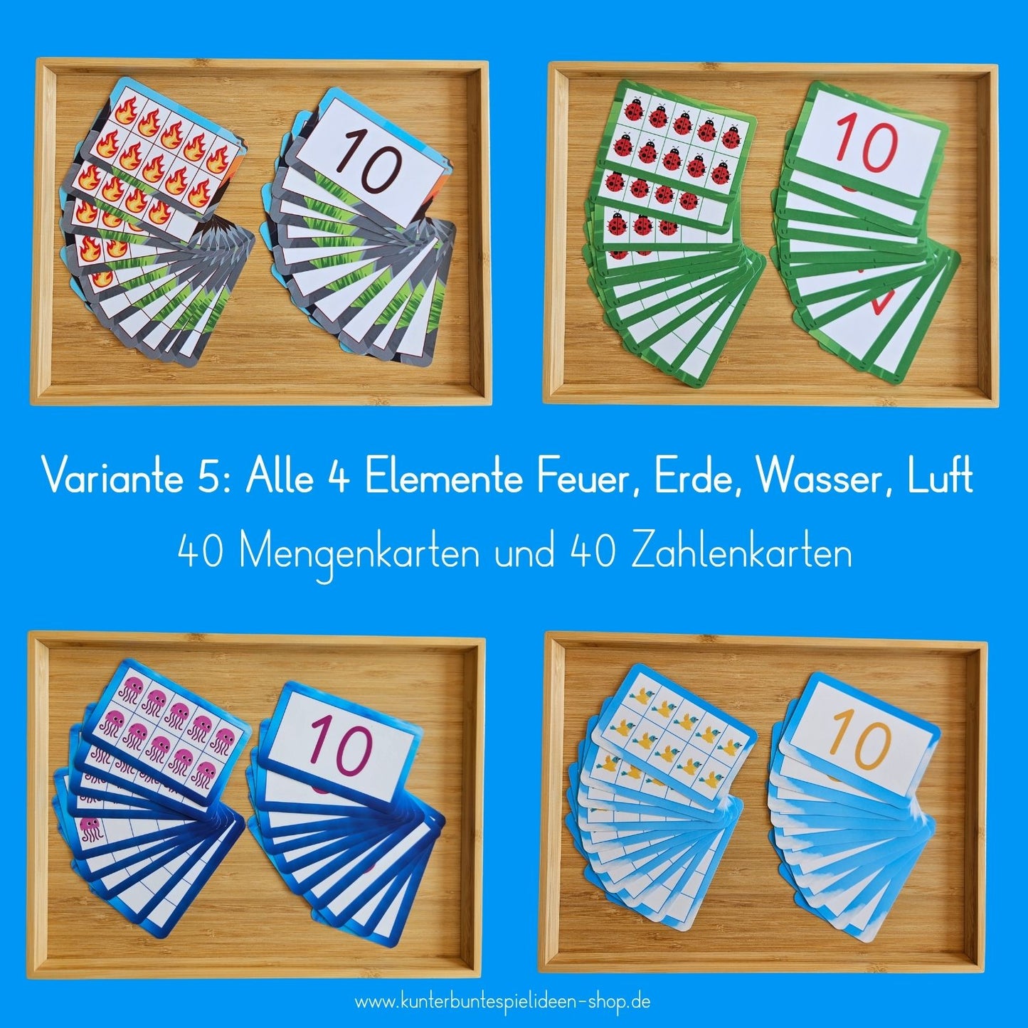 Zahlenkarten und Mengenkarten im Zehnerfeld als Mathe Lernkarten für den Zahlenraum 1 bis 10 in Vorschule und 1. Klasse. Unterstützt Mengenverständnis fördern, Zahlen erkennen und Rechnen vorbereiten.