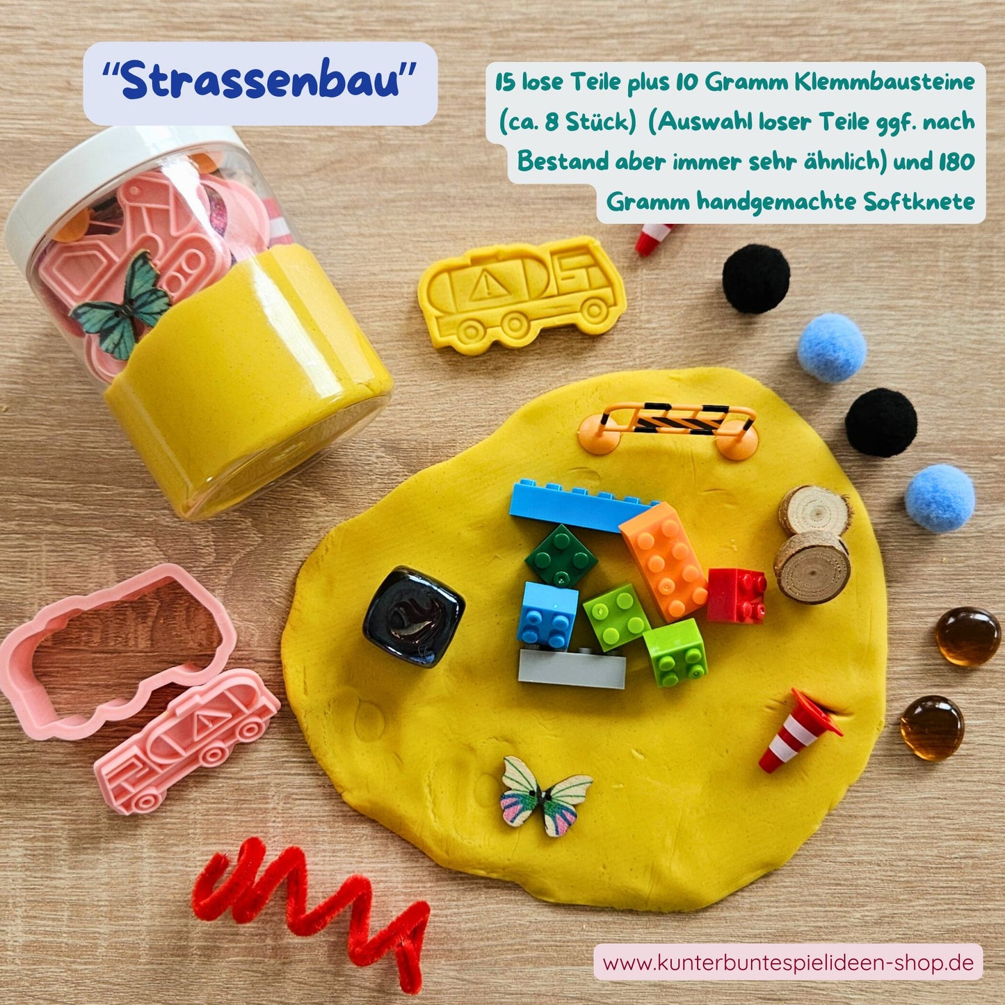 Baustelle Knetglas für Kinder Sensory Play mit Baustelle Knete Kleines Geschenk mit Knete für Baustellen-Fans Kreatives Knetkit Baustelle Spielspaß mit Knete und Straßenszenen