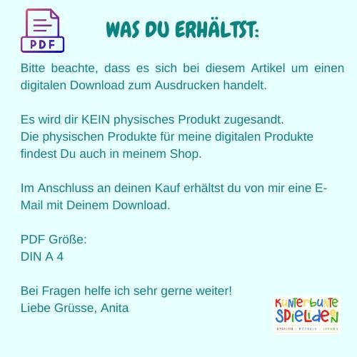 Kunterbunte Spielideen digitale Lernmaterialien Übungsblätter Übungshefte ausdrucken