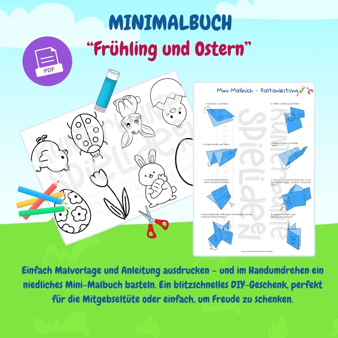 Schnelles DIY-Ostergeschenk: selbst gebasteltes Mini-Malbuch als Mitgebsel oder Beschäftigungsidee