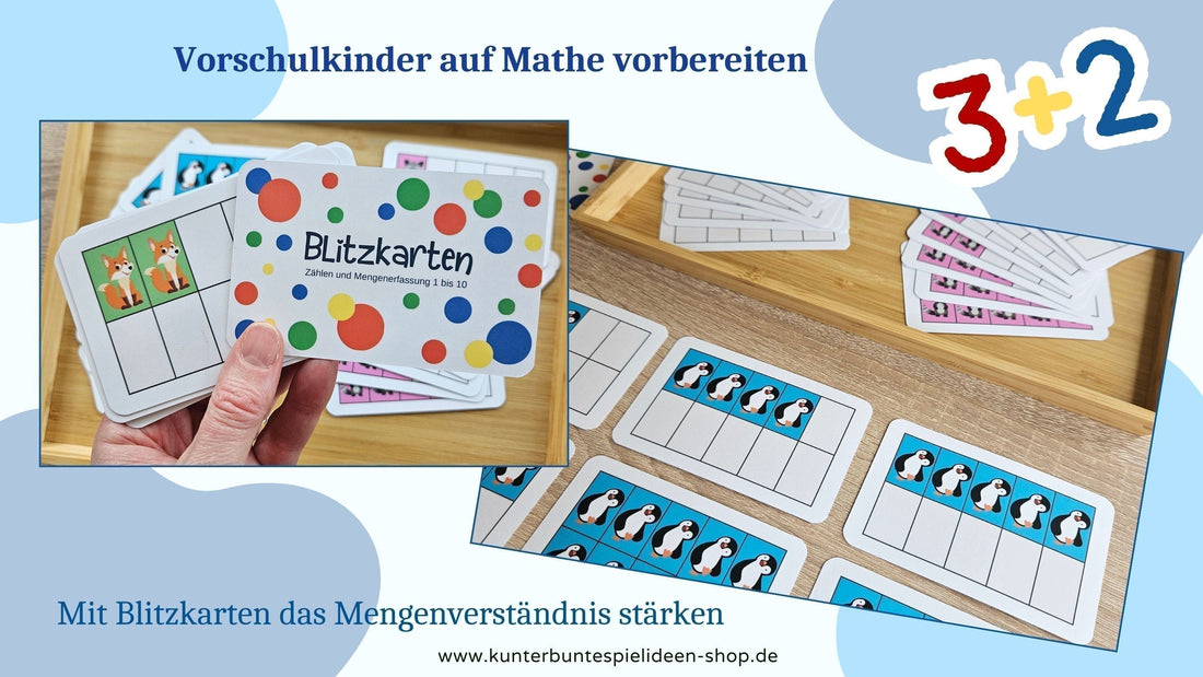 Mathe Lernkarten für die Vorschule Material zur Mengenerfassung simultan statt Fingerzählen