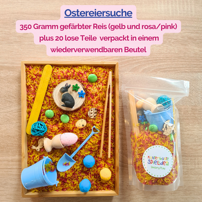 Ostern Sensory Play Geschenkidee Kleine Beschäftigung Montessori Spiel - Jahreszeitentisch / Schüttspiel Reis Frühling Sensorische Aktivität