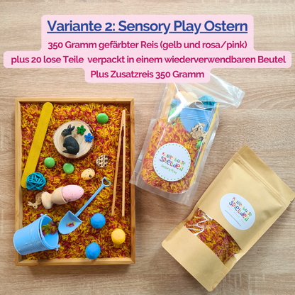 Ostern Sensory Play Geschenkidee Kleine Beschäftigung Montessori Spiel - Jahreszeitentisch / Schüttspiel Reis Frühling Sensorische Aktivität