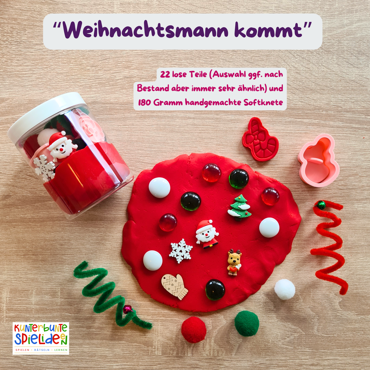 Kleines Geschenk: Knetglas für Weihnachten, Wichtelgeschenk & Adventskalender – Handgemachte Softknete für Kinder