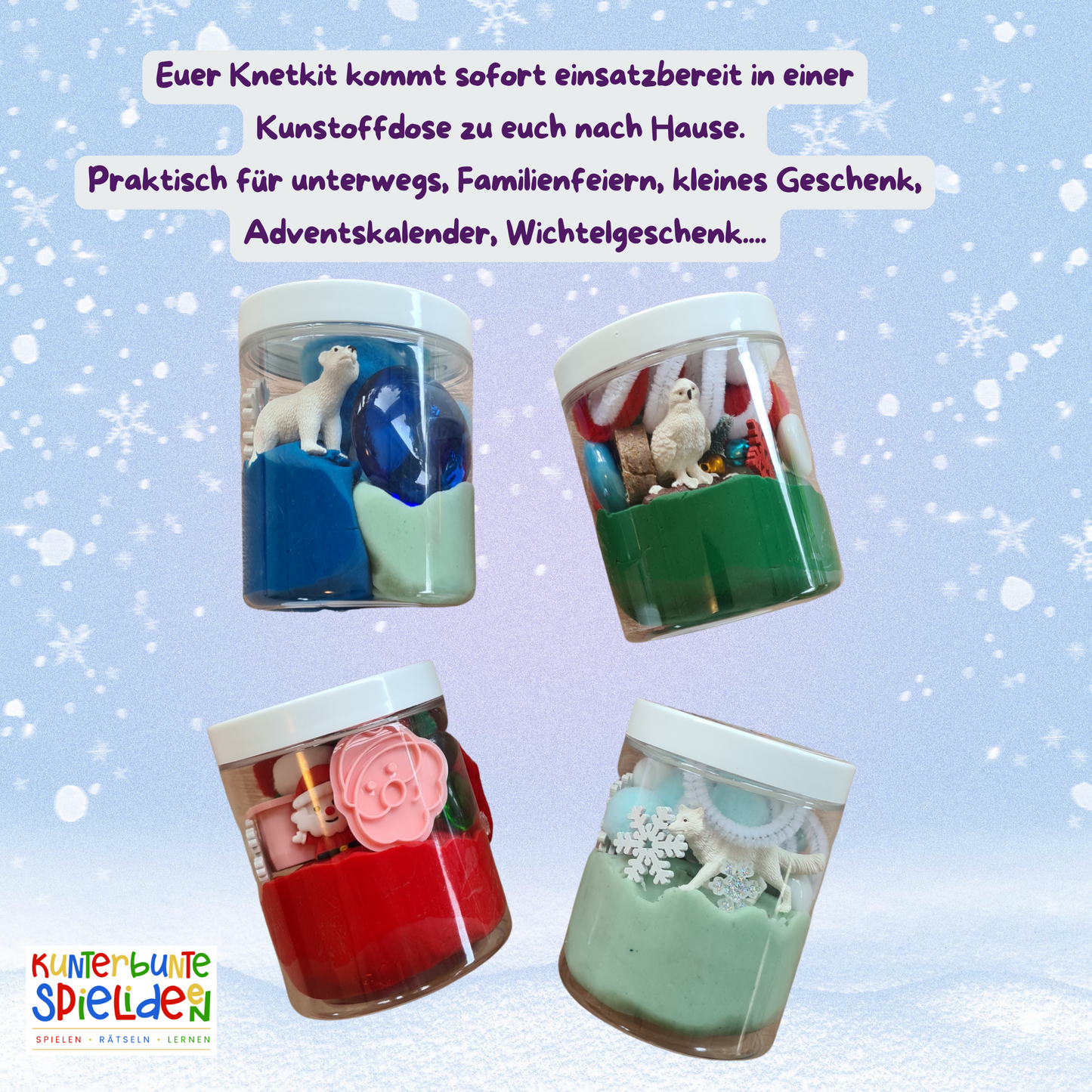 Kleines Geschenk: Knetglas für Weihnachten, Wichtelgeschenk & Adventskalender – Handgemachte Softknete für Kinder