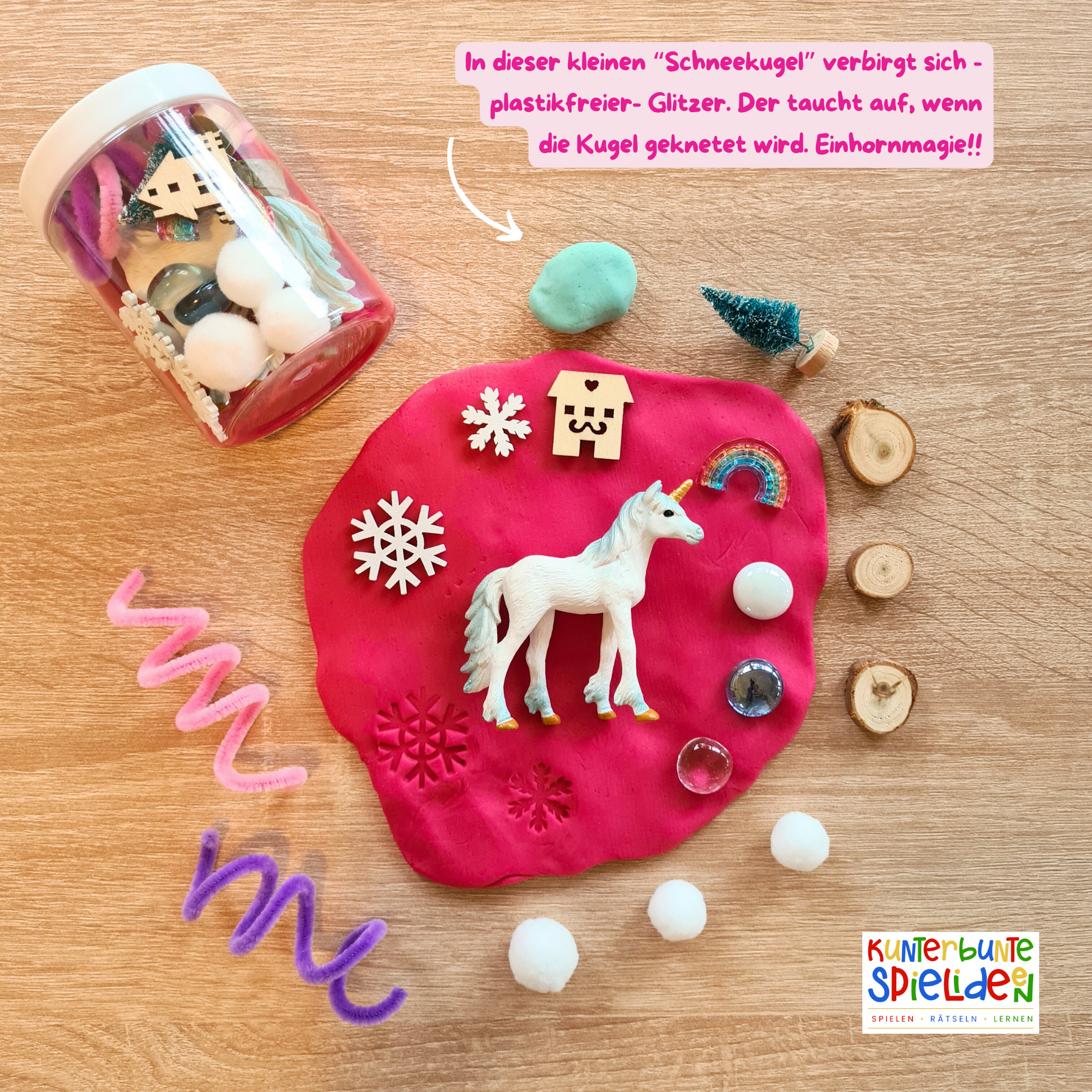 Knetglas handgemachte Knete Geschenk mit Knete und losen Teilen Geschenk für Mädchen Beschäftigung Mädchen Knete ohne Bröseln kleines Geschenk für Mädchen mit Einhorn