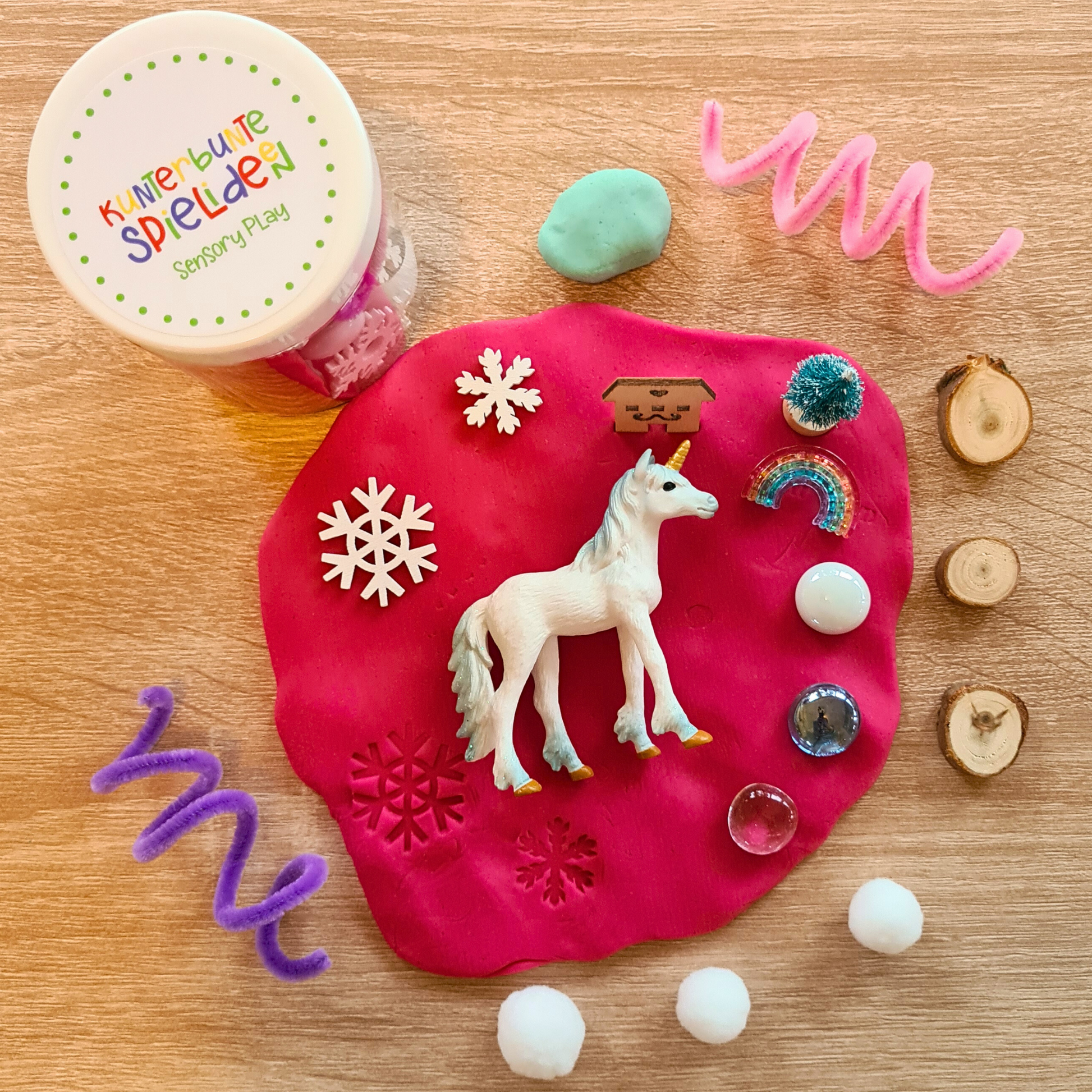 Knetglas handgemachte Knete Geschenk mit Knete und losen Teilen Geschenk für Mädchen Beschäftigung Mädchen Knete ohne Bröseln kleines Geschenk für Mädchen mit Einhorn