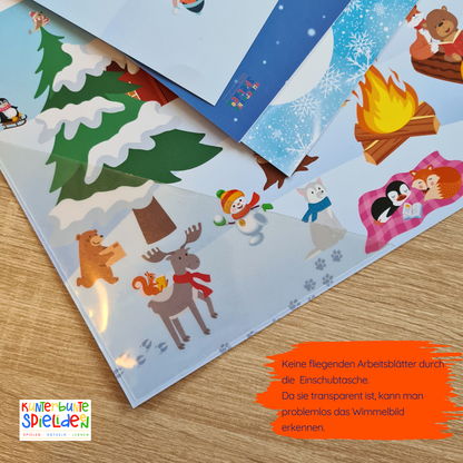 Winter Busy Book Montessori Kleinkind Kreativhefte Jahreszeiten kennenlernen Geschenk ab 2 Jahre