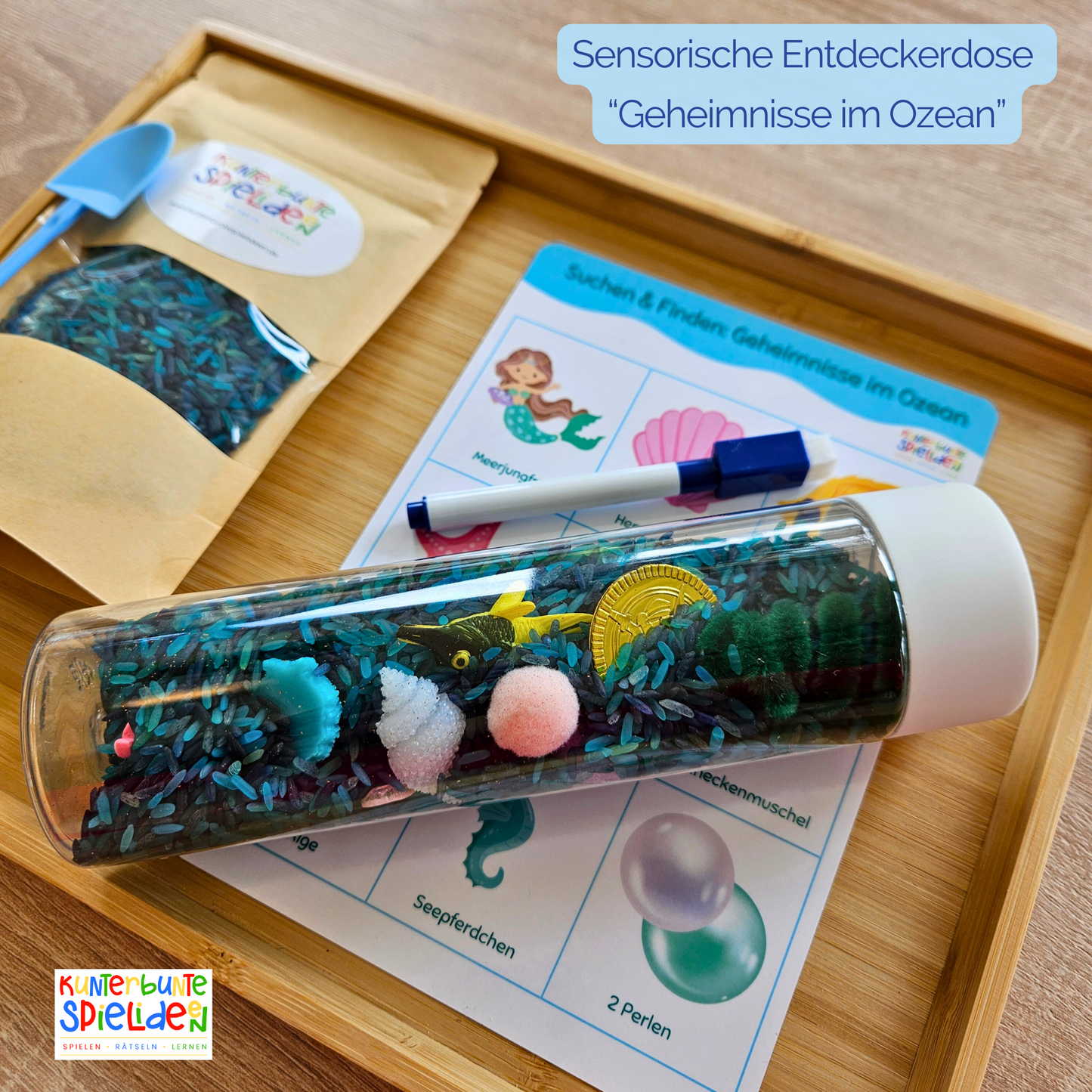 Thema Meer Sensorische Entdeckerdose Geschenk Mädchen lose teile senorischer Reis Schüttwerkzeuge Filler lose Teile Sensory Play 