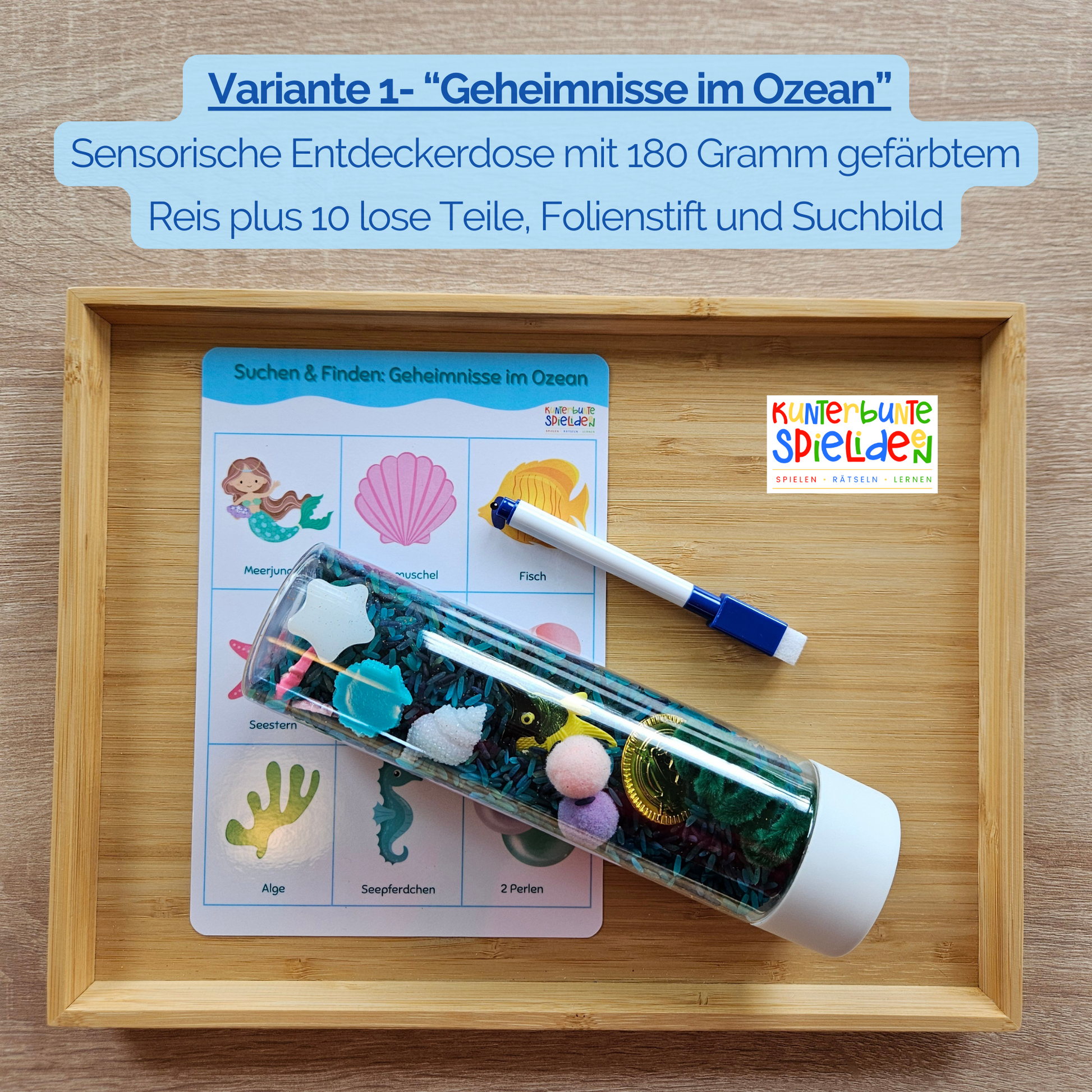 Thema Meer Sensorische Entdeckerdose Geschenk Mädchen lose teile senorischer Reis Schüttwerkzeuge Filler lose Teile Sensory Play