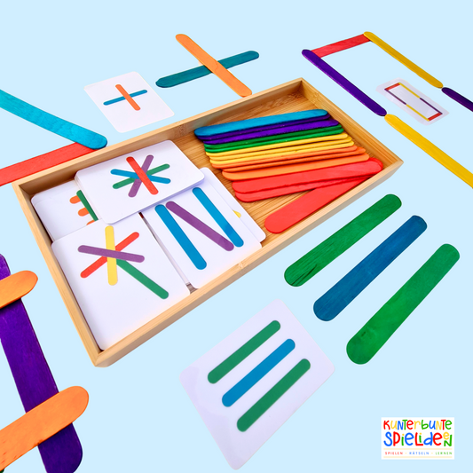 Montessori Spiel ab3 jahre, Montessori Spiel ab 4 jahre, Adventskalender Weihnachten Montessori Lernspiel Holzstäbchen und Legekarten Kunterbunte Spielideen Montessori-Spiel: Kinder ab 3 Jahren legen Formen, lernen Farben. Fördert räumliches Denken, Konzentration. Ideal für unterwegs. Perfektes kleines Geschenk