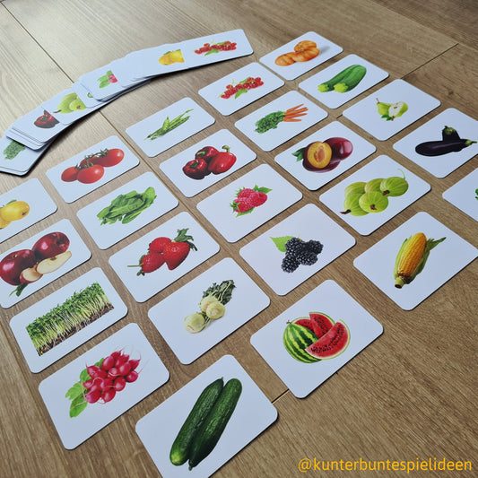 Obst und Gemüse Karten Lernkarten Real life picture von Obst und Gemüse heimische Sorten