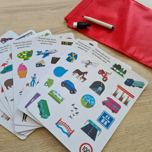Reisebingo karten Geschenk Spiel für Unterwegs Spiel für draussen Geschenk Reisespiele ab 3 Jahre Autobingo Lernspiel ab 4 Jahre Lernspiel Geschenk ab 5 Jahre