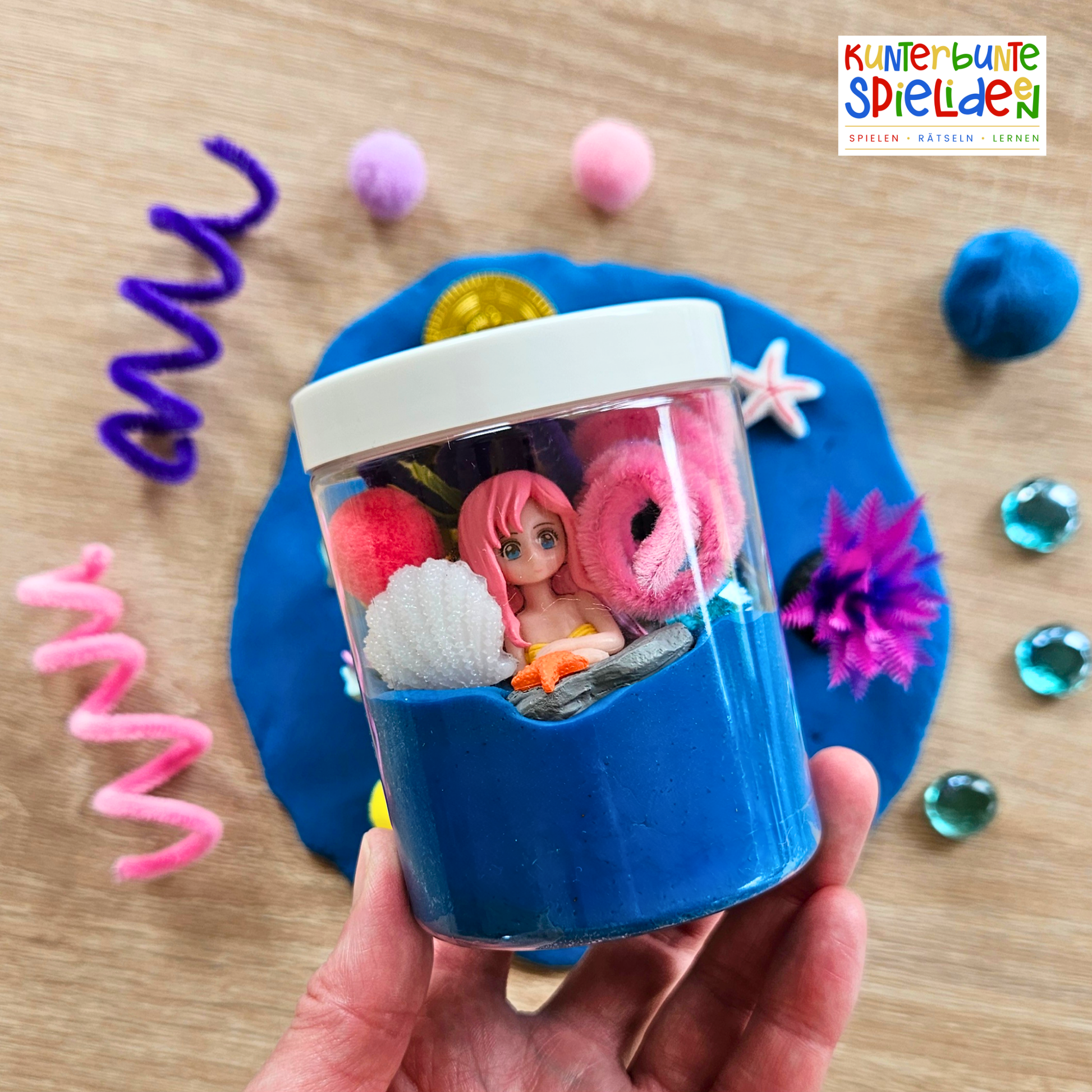 Knetdose Knetglas Meerjungfrau Knete Handgemacht Unterwasserwelt play dough kit Meerjungfrau Sensory Play Kit Meer