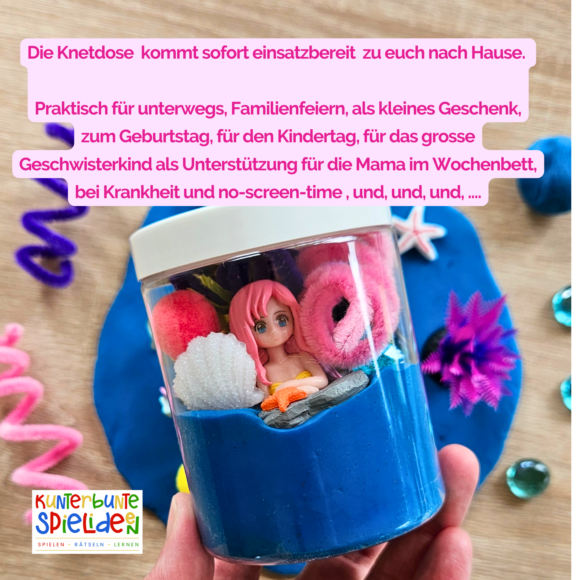 Knetdose Knetglas Meerjungfrau Knete Handgemacht Unterwasserwelt play dough kit Meerjungfrau Sensory Play Kit Meer