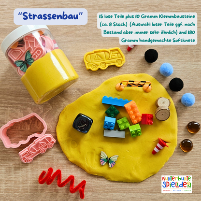 Baustelle Knetglas für Kinder Sensory Play mit Baustelle Knete Kleines Geschenk mit Knete für Baustellen-Fans Kreatives Knetkit Baustelle Spielspaß mit Knete und Straßenszenen