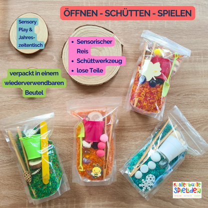 Jahreszeiten Sensory Play Frühling Sommer Herbst Winter- Jahreszeitentisch / Sensorischer Tisch