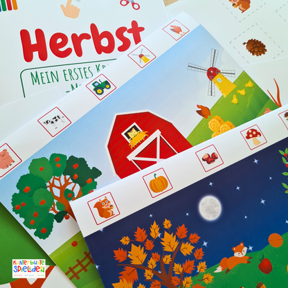 Kreativheft für Kleinkinder 18 Monate 20 Monate Busy Book Lernmaterialien Übungsbläter Herbst Beschäftigung Kleinkind, Kreativheft Herbst für Kleinkinder ab 2 Jahren – Montessori Activity Book mit Wimmelbildern und Lernaufgaben
