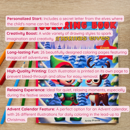 Santas Elves Coloring Book - Personalized Coloring Book for Children
