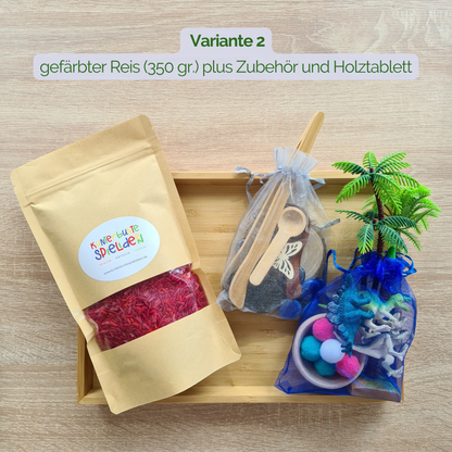 Ergotherapie Sensorik Spiel: Schüttspiele mit Reis ab 3 zur Feinmotorik, Hand-Auge-Koordination und Konzentration