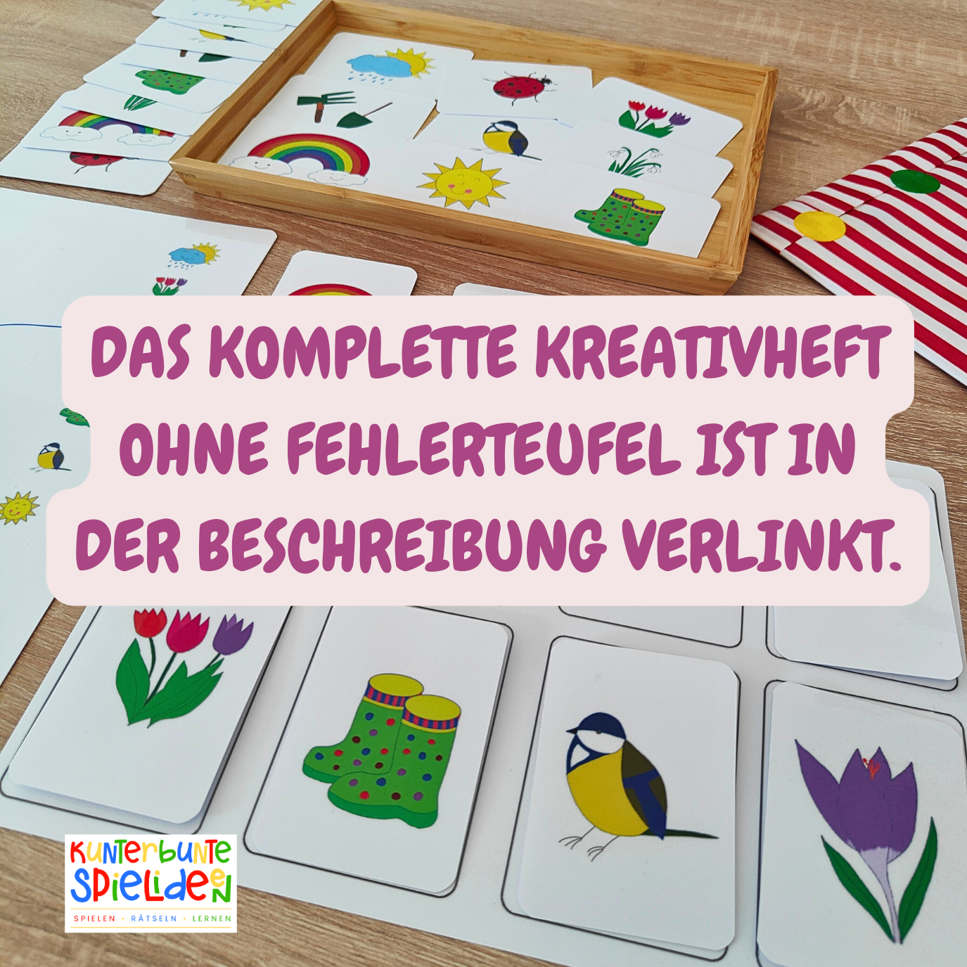 reduziertes Montessori Material THema Frühling Klettmappe 