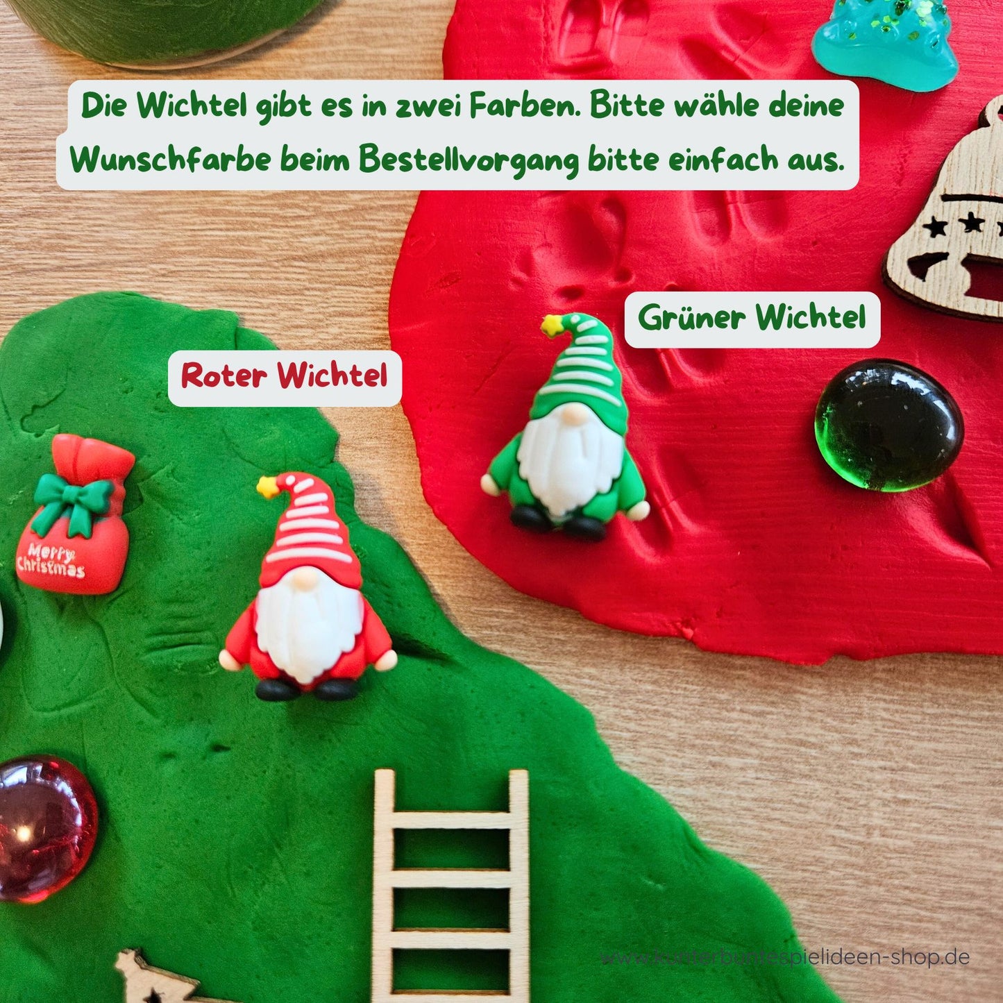 Geschenk für die Wichtelzeit & ruhige Beschäftigung in der Weihnachtszeit: Knete mit Weihnachtswichtel