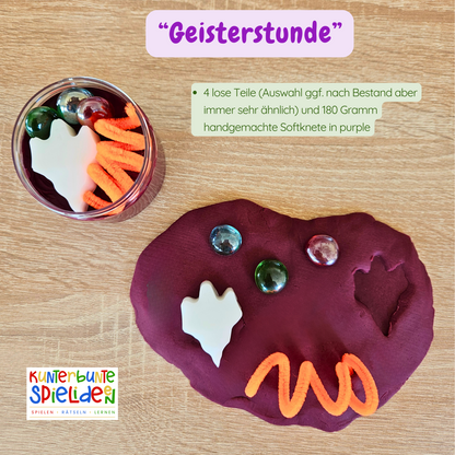 Halloween Play Dough Kit handgemachte vegane Knete mit losenTeilen Kreatives Spiel für Kinder für Halloween und in der Herbstzeit,Knete für Kinder, Gastgeschenk, Kleines Geschenk zu Halloween unter 10 Euro