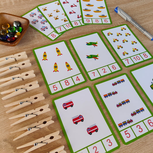 Klammerkarten Zahlen lernen Spiel Zahlen lernen Geschenk Lernspiel ab 3 Jahre Zahlen lernen ab 4 Jahre Geschenk zur Einschulung Vorschulübung Zahlen lernen