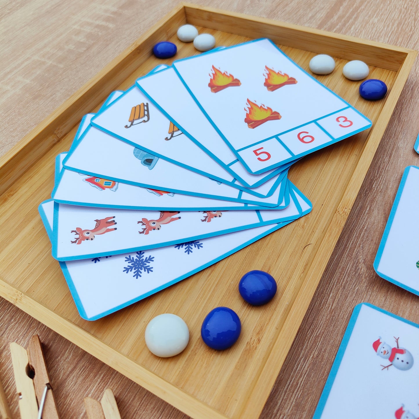 Zahlenkarten Winter Zahlen lernen Flashcards als Geschenk DIY Geschenk Zahlen lernen