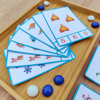 Zahlenkarten Winter Zahlen lernen Flashcards als Geschenk DIY Geschenk Zahlen lernen